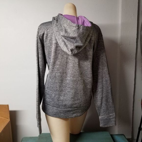 GRAY space dye hoodie kangaroo pouch pullover long sleeve medium M womens shown - Picture 2 of 7
